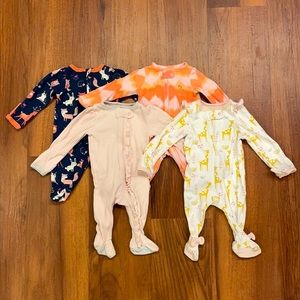 Girl, newborn, footie-pajamas